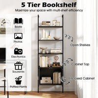5 Tier Tall Bookshelf Wall Mount Ladder Bookcase