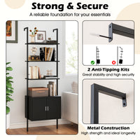 5 Tier Tall Bookshelf Wall Mount Ladder Bookcase