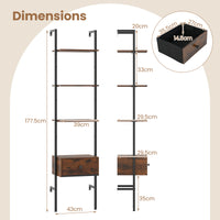 5-Tier Ladder Bookcase with Drawer