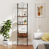 5-Tier Ladder Bookcase with Drawer
