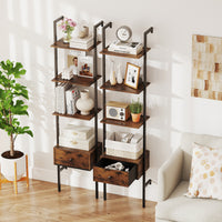 5-Tier Ladder Bookcase with Drawer