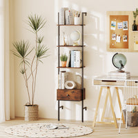 5-Tier Ladder Bookcase with Drawer