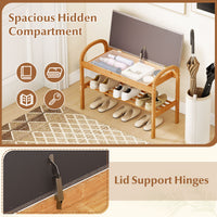Bamboo Shoe Bench with Storage and Padded Cushion for Entrance