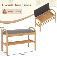 Bamboo Shoe Bench with Storage and Padded Cushion for Entrance