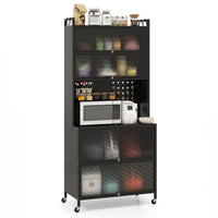 6-Tier Kitchen Pantry Cabinet with Hutch and Flip Doors