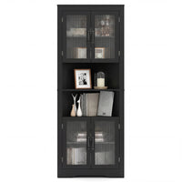 Space-saving Triangular Bathroom Cabinet w/ 4 Tempered Glass Doors
