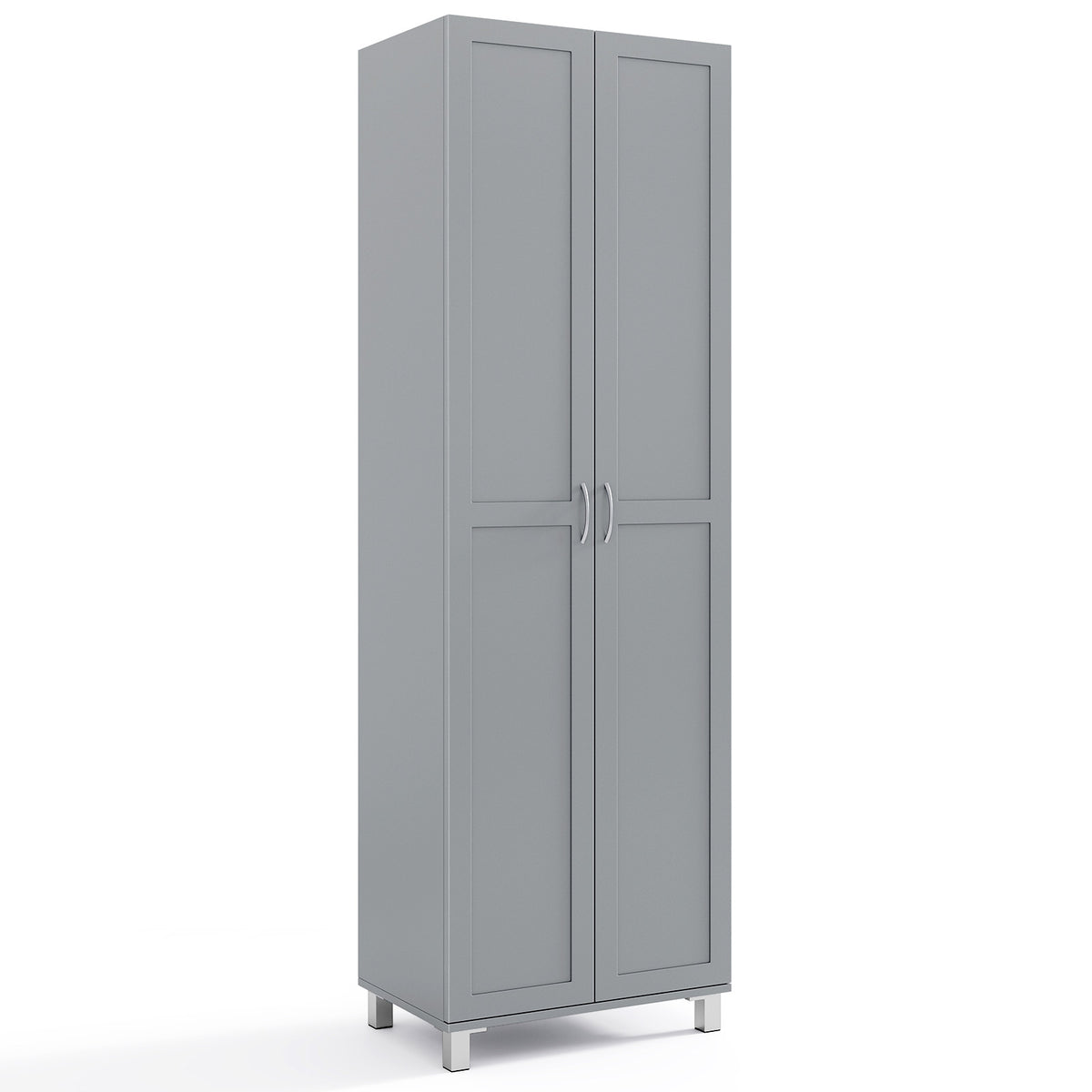 187 CM Double Door Tall Storage Cabinet Modern Utility Pantry Organizer White