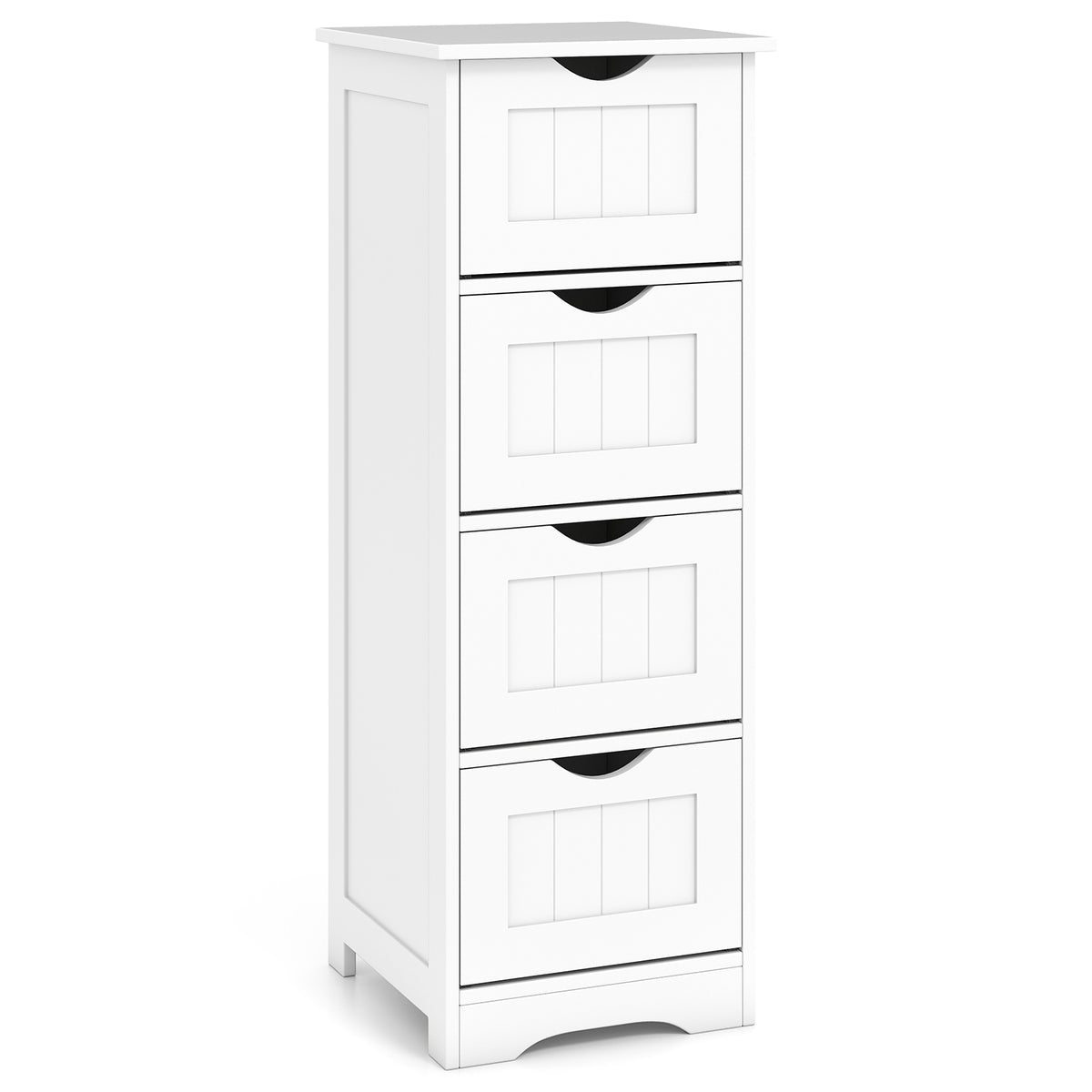 Giantex Bathroom Floor Cabinet, Freestanding Side Storage Cabinet W/ 4 Drawers & Anti-Toppling Device