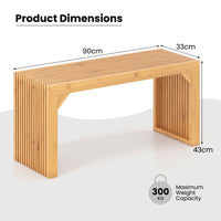 Bamboo Dining Bench, 90cm Long Entryway Bench