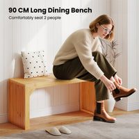 Bamboo Dining Bench, 90cm Long Entryway Bench