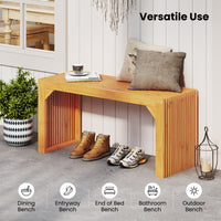 Bamboo Dining Bench, 90cm Long Entryway Bench