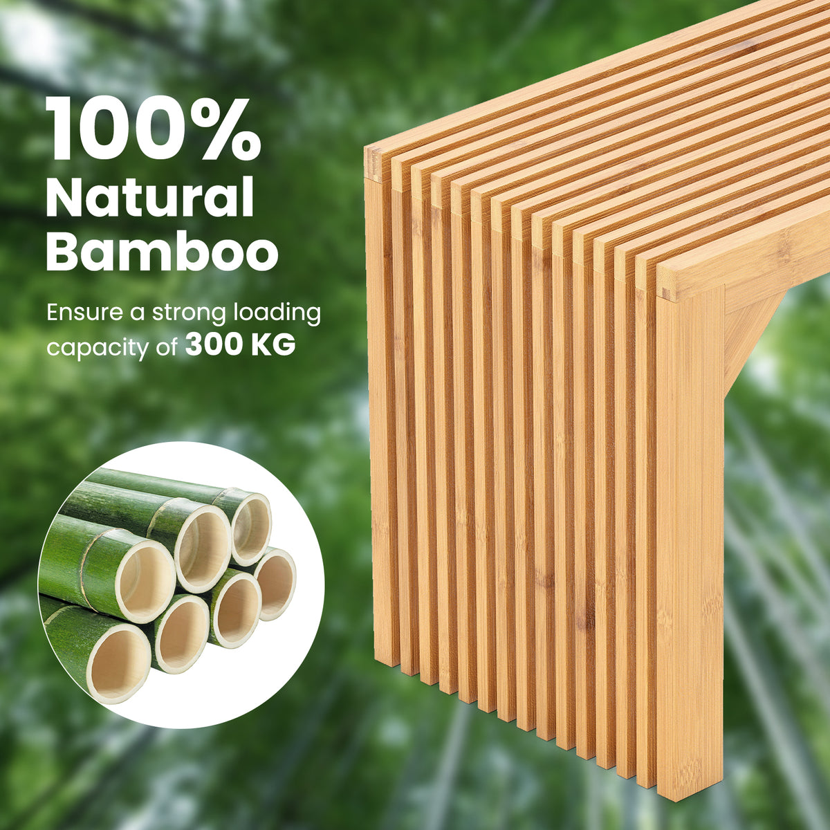 Bamboo Dining Bench, 90cm Long Entryway Bench