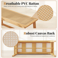 100cm Bamboo Dining Bench with Handwoven Rattan Seat