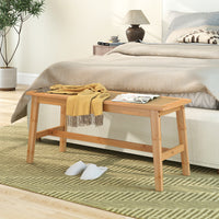 100cm Bamboo Dining Bench with Handwoven Rattan Seat
