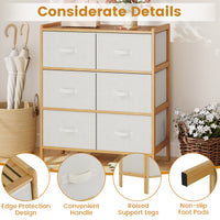 6-Drawer Dresser for Bedroom, Bamboo Storage Tower with 6 Foldable Fabric Drawers