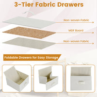 6-Drawer Dresser for Bedroom, Bamboo Storage Tower with 6 Foldable Fabric Drawers