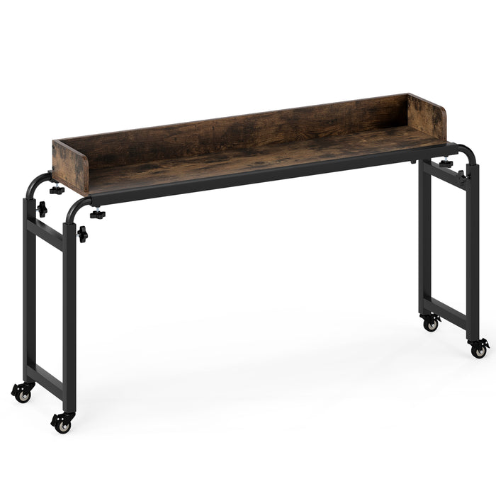 Queen Size Mobile Bed Desk with Adjustable Height and Length