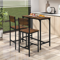 3 Piece Bar Table & Chair Set, Kitchen Table w/ 2 Bar Stools