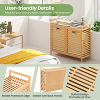 Double Tilt-out Laundry Hamper, Dual Laundry Basket Organizer with Top Shelf