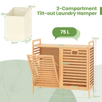 Double Tilt-out Laundry Hamper, Dual Laundry Basket Organizer with Top Shelf
