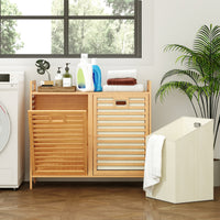 Double Tilt-out Laundry Hamper, Dual Laundry Basket Organizer with Top Shelf