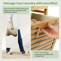 Double Tilt-out Laundry Hamper, Dual Laundry Basket Organizer with Top Shelf