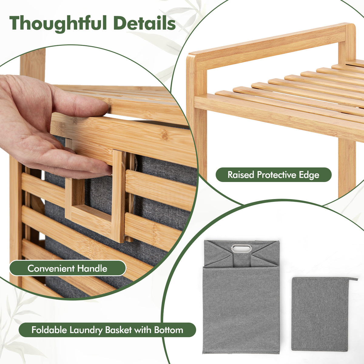 Giantex Tilt-out Laundry Hamper, Bamboo Wood Laundry Shelf Cabinet, Space-saving Laundry Hamper