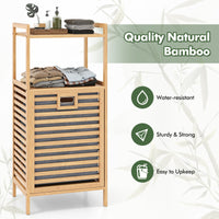 Giantex Tilt-out Laundry Hamper, Bamboo Wood Laundry Shelf Cabinet, Space-saving Laundry Hamper