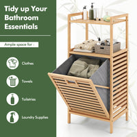 Giantex Tilt-out Laundry Hamper, Bamboo Wood Laundry Shelf Cabinet, Space-saving Laundry Hamper