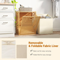 Large Tilt-out Laundry Hamper, Bamboo Laundry Cabinet Organizer with Wide Top & Tilt-out Basket