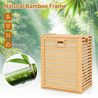 Large Tilt-out Laundry Hamper, Bamboo Laundry Cabinet Organizer with Wide Top & Tilt-out Basket