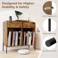 Record Player Stand w/ Power Outlets Vinyl Record Storage Turntable Display