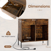Record Player Stand w/ Power Outlets Vinyl Record Storage Turntable Display