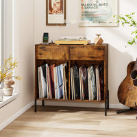 Record Player Stand w/ Power Outlets Vinyl Record Storage Turntable Display