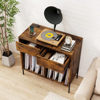 Record Player Stand w/ Power Outlets Vinyl Record Storage Turntable Display