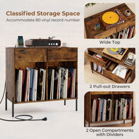 Record Player Stand w/ Power Outlets Vinyl Record Storage Turntable Display