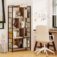 Giantex 5-Tier Bookshelf, Industrial Style Bookcase with Metal Frame, Free Standing Storage Display Shelves