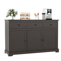 Modern Buffet Sideboard, 1.4m Storage Cabinet with 3 Drawers, 3 Doors & 2 Adjustable Shelves