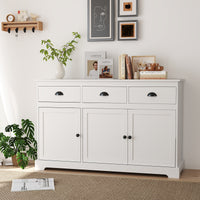 Modern Buffet Sideboard, 1.4m Storage Cabinet with 3 Drawers, 3 Doors & 2 Adjustable Shelves