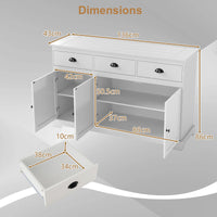 Modern Buffet Sideboard, 1.4m Storage Cabinet with 3 Drawers, 3 Doors & 2 Adjustable Shelves