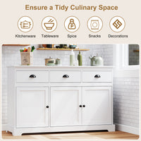 Modern Buffet Sideboard, 1.4m Storage Cabinet with 3 Drawers, 3 Doors & 2 Adjustable Shelves