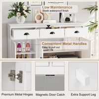 Modern Buffet Sideboard, 1.4m Storage Cabinet with 3 Drawers, 3 Doors & 2 Adjustable Shelves