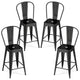 Metal Bar Stools Set of 4, 62 cm Counter Height Barstools with Backrests and Footrests