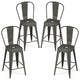 Metal Bar Stools Set of 4, 62 cm Counter Height Barstools with Backrests and Footrests