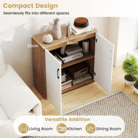 2-Door Storage Cabinet, Credenza Buffet Cabinet with 5-Postition Adjustable Shelf