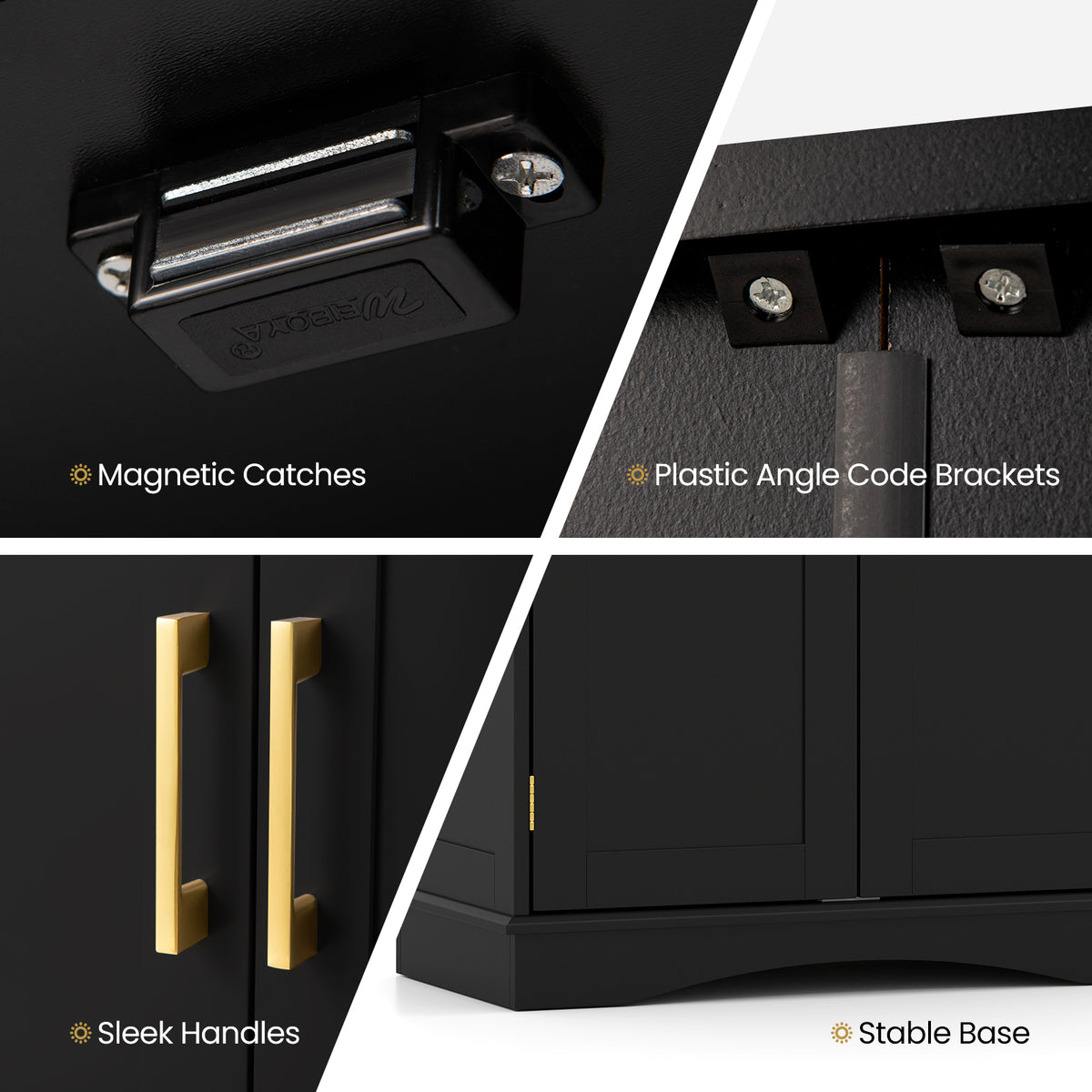 Bathroom Floor Storage Cabinet, 80cm Freestanding Cupboard Buffet Cabinet