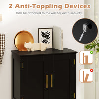 110 cm Freestanding Pantry Cabinet with 4 Doors and 2 Adjustable Shelves