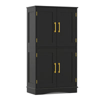 110 cm Freestanding Pantry Cabinet with 4 Doors and 2 Adjustable Shelves