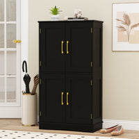 110 cm Freestanding Pantry Cabinet with 4 Doors and 2 Adjustable Shelves