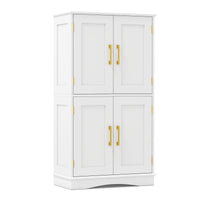110 cm Freestanding Pantry Cabinet with 4 Doors and 2 Adjustable Shelves